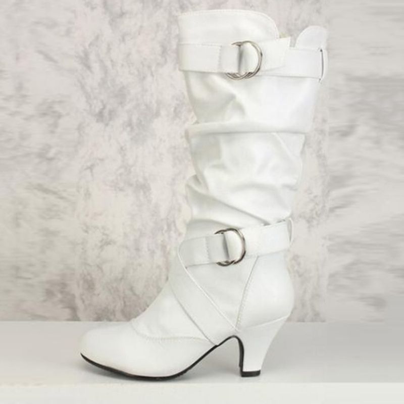 Sidelynlås Chunky Heel Calf High Slouchy Boots