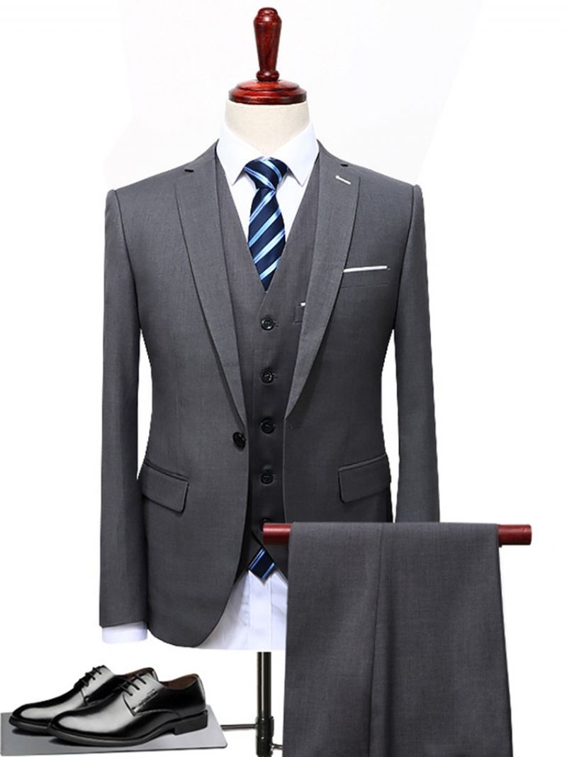 Almindelig Klassisk Herre 3-Delt Business Suit Blazer Bukser Vest