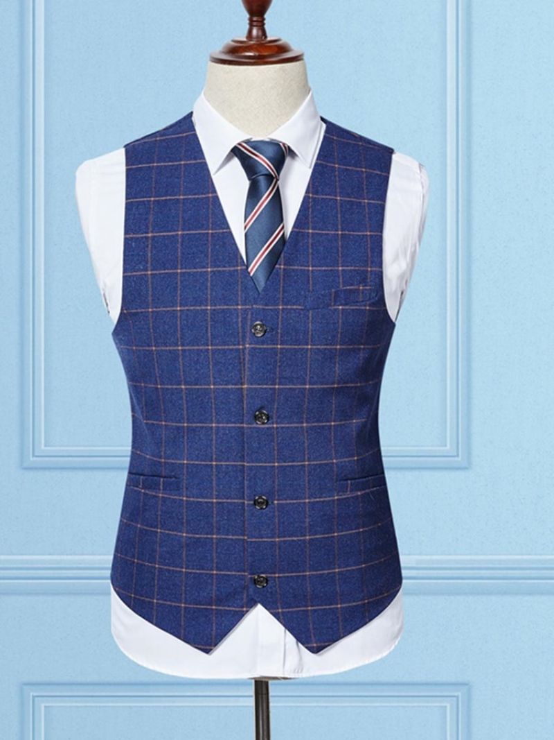 Plaid Blazer Bukser Vest Herredragt