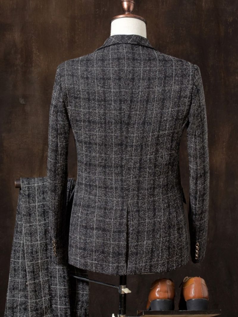 Plaid Tre Stykker Plaid Vogue Slim Herredragt