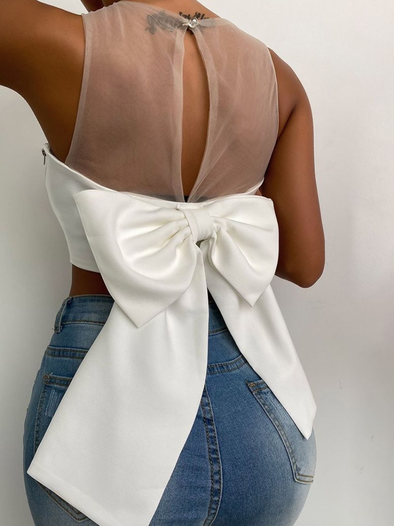 Polyester Bowknot Kort Tanktop Til Kvinder