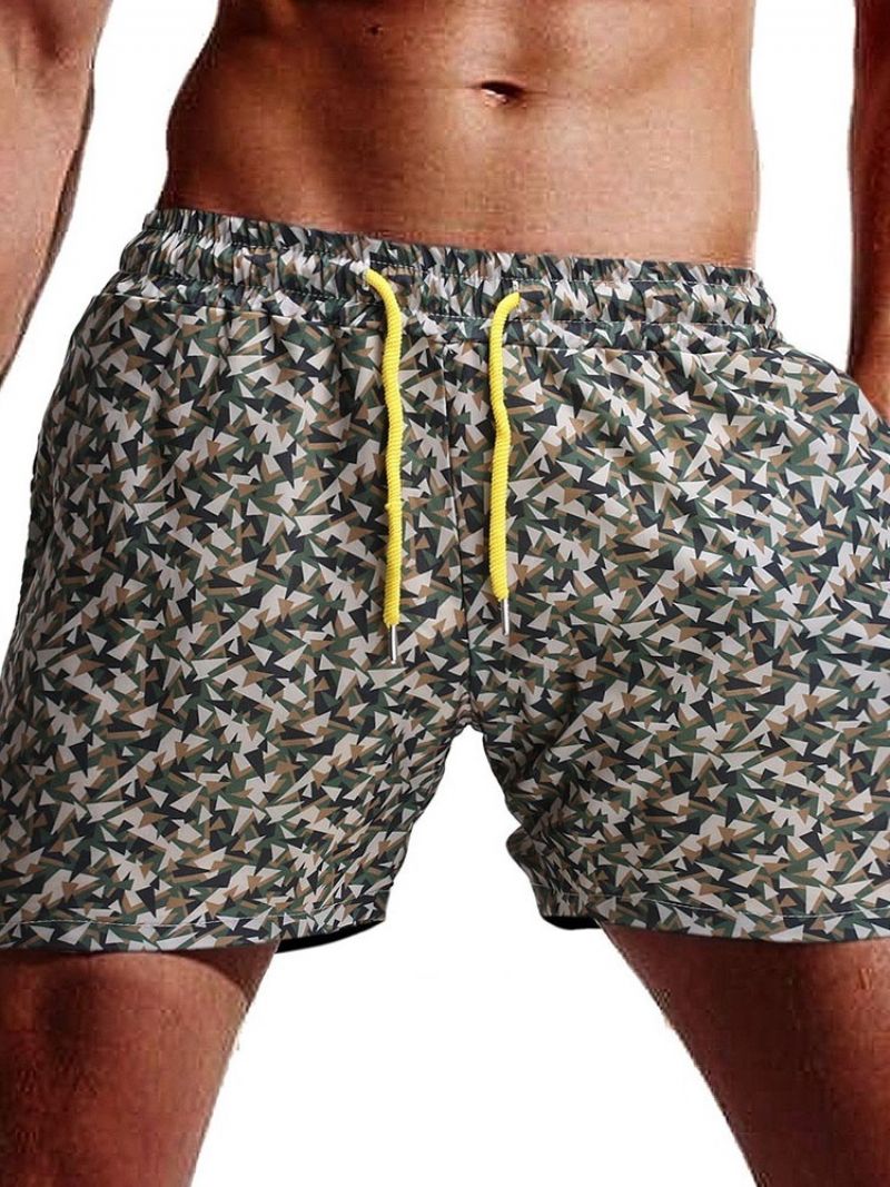 Camouflage Straight Lace-Up Beach Herreshorts