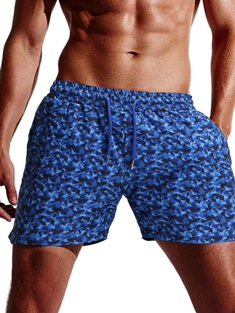 Straight Camouflage Strandshorts Til Mænd Med Snørebånd