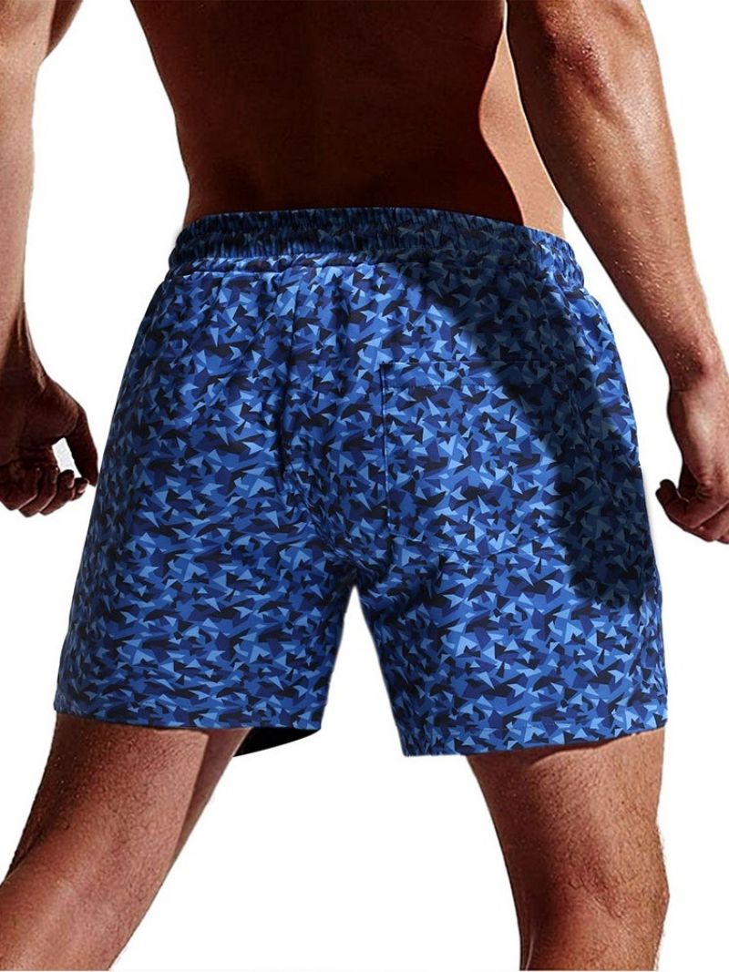 Straight Camouflage Strandshorts Til Mænd Med Snørebånd