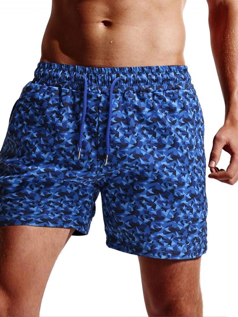 Straight Camouflage Strandshorts Til Mænd Med Snørebånd