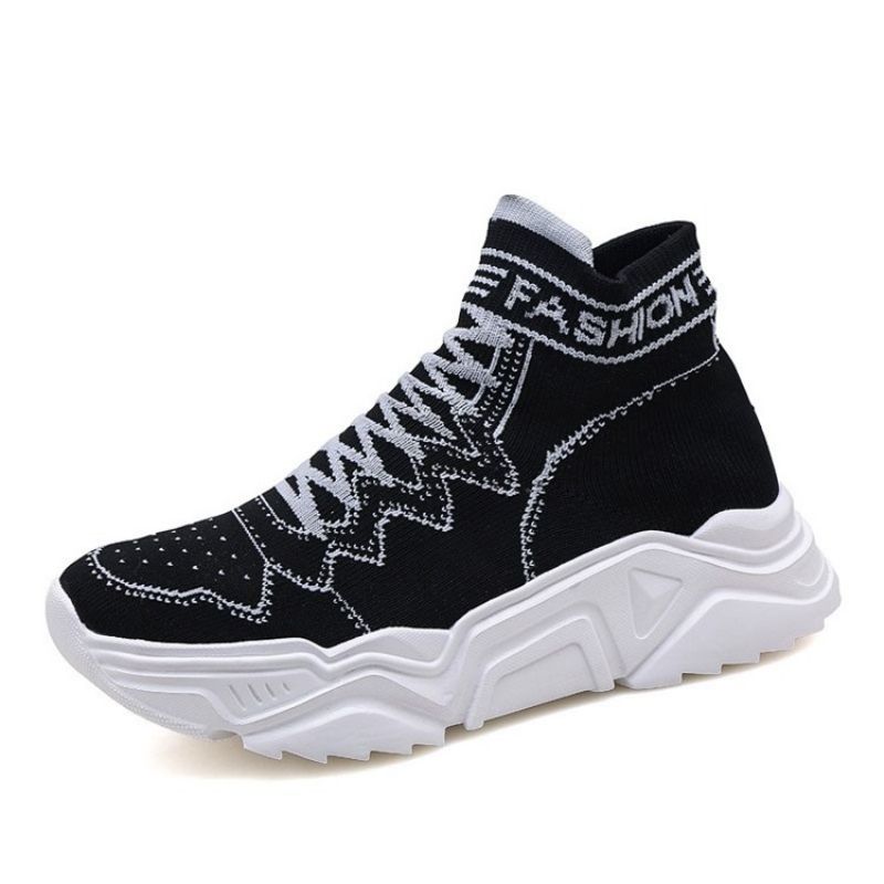 High Top Elastic Band Sports Rund Toe Herresneakers