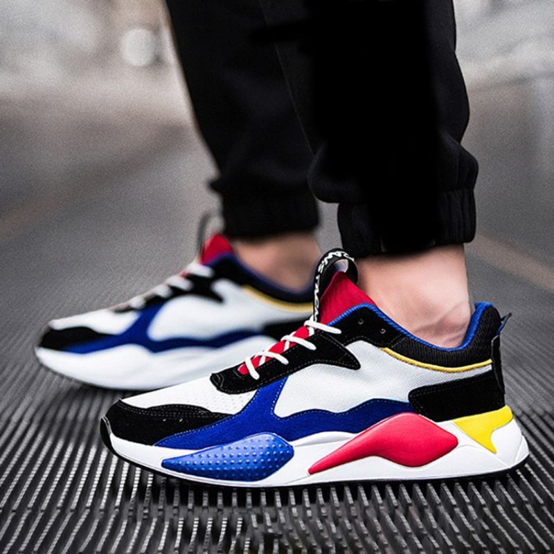 Pu Color Block Sneakers Til Mænd