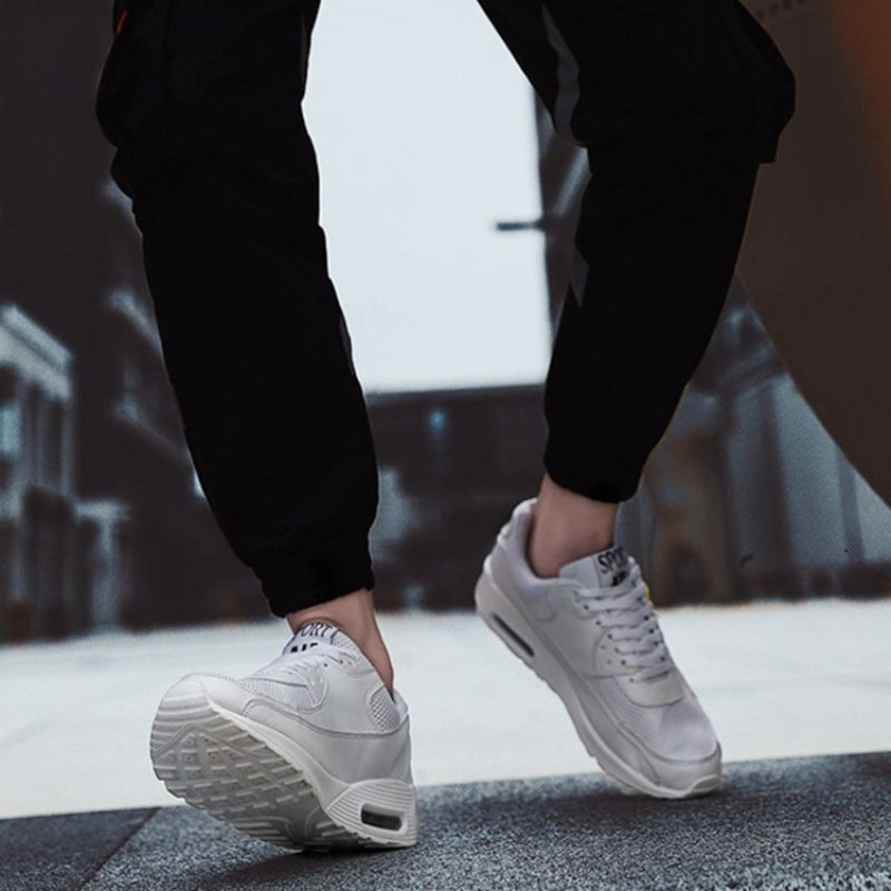 Pu Low-Cut Øvre Snøre-Up Mesh Sneakers Til Mænd