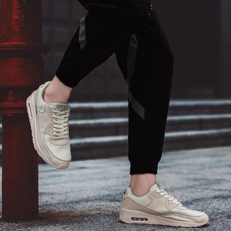 Pu Low-Cut Øvre Snøre-Up Mesh Sneakers Til Mænd