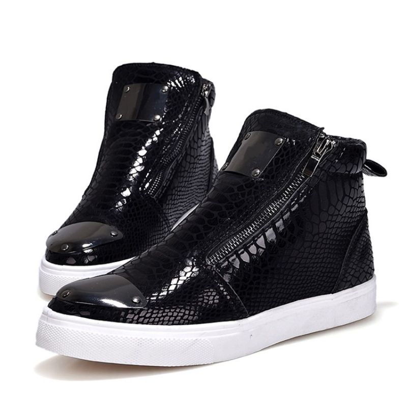 Sequin Serpentine Lynlås High-Cut Mænds Sneakers