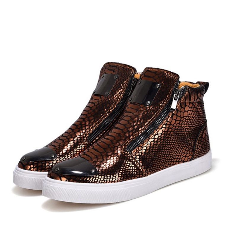 Sequin Serpentine Lynlås High-Cut Mænds Sneakers