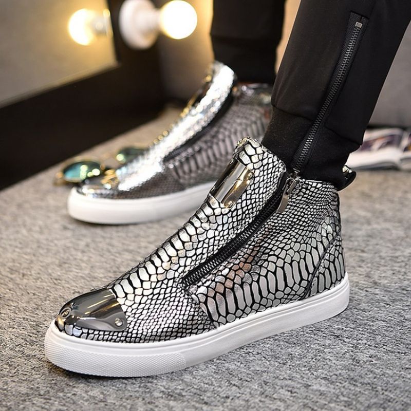 Sequin Serpentine Lynlås High-Cut Mænds Sneakers