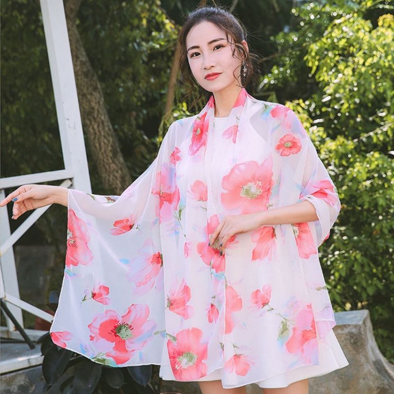 Chiffon Ny Stil Blomstertørklæde