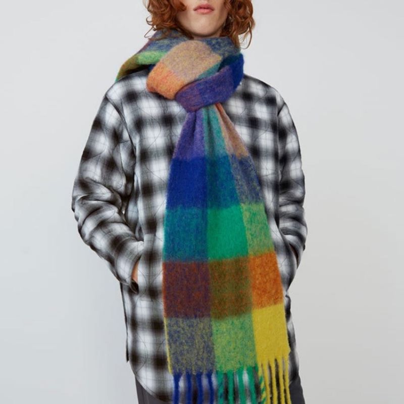 Uld Blend Tassel Plaid Tørklæder