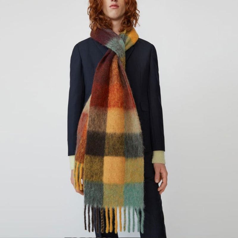 Uld Blend Tassel Plaid Tørklæder