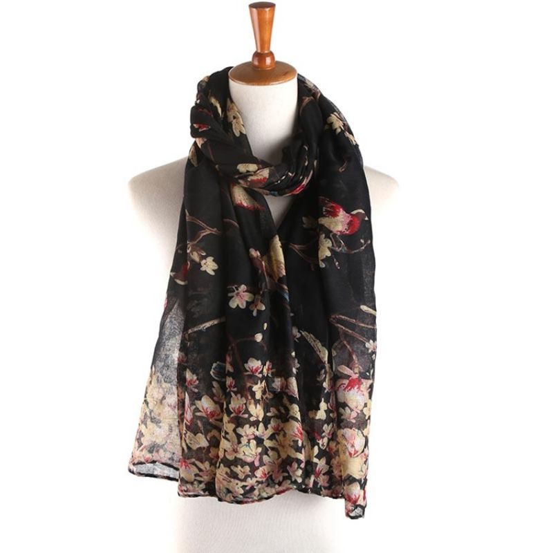 Voile Vintage Print Blomster Tørklæder