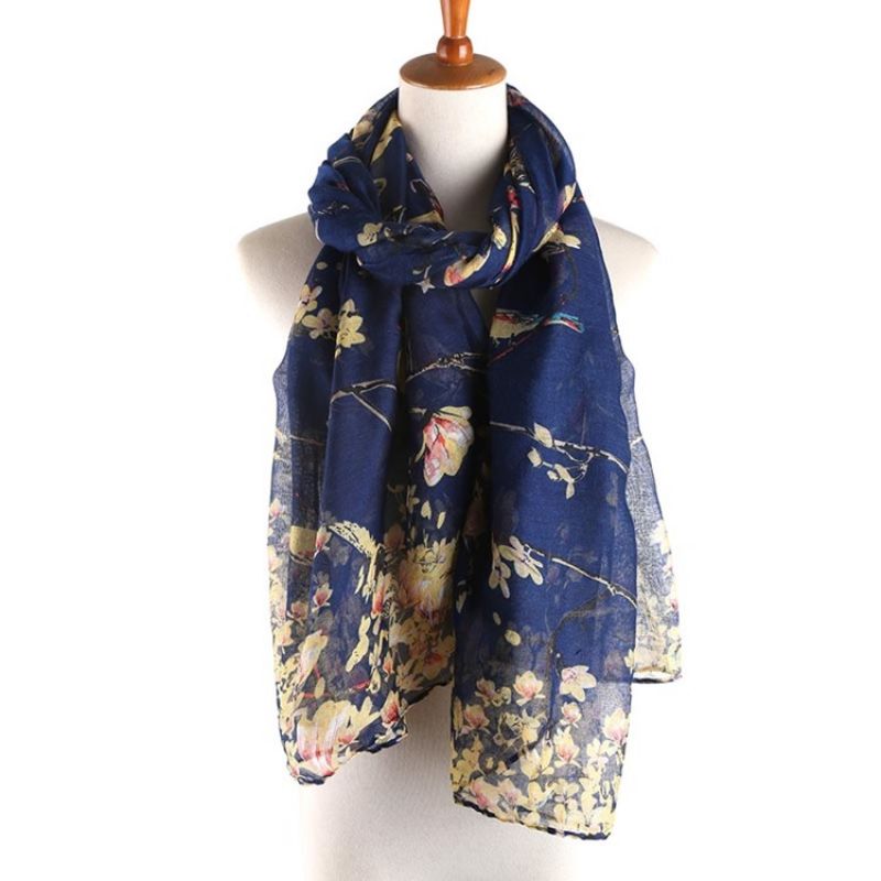 Voile Vintage Print Blomster Tørklæder