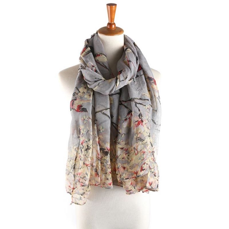 Voile Vintage Print Blomster Tørklæder