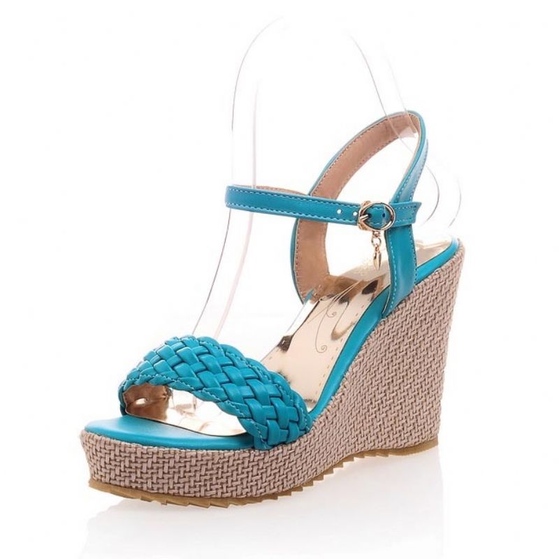 Bright Knitting Ankel Strap Wedge Sandaler