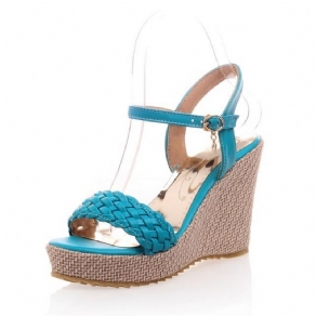 Bright Knitting Ankel Strap Wedge Sandaler