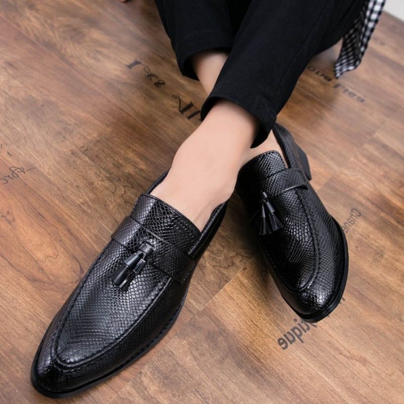 Pu Frynser Slip-On Rund Tå Herre Oxfords