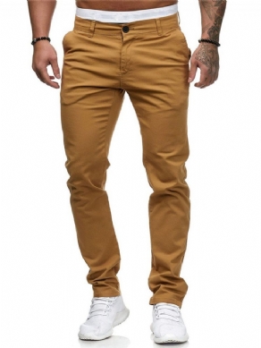 Almindelig Lynlås Midtalje Mænds Casual Pencil Pants