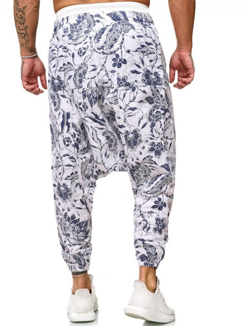 Baggy Pants Print Floral Mid Waist Mænds Afslappede Bukser