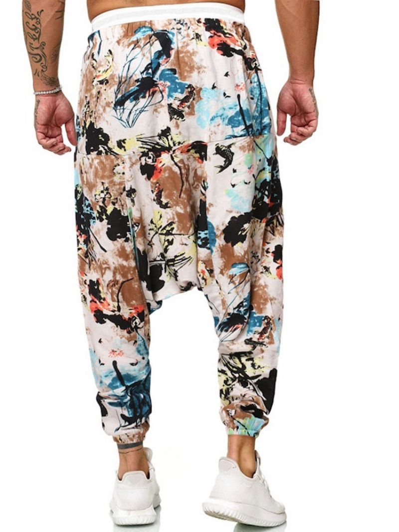 Baggy Pants Print Floral Mid Waist Mænds Afslappede Bukser