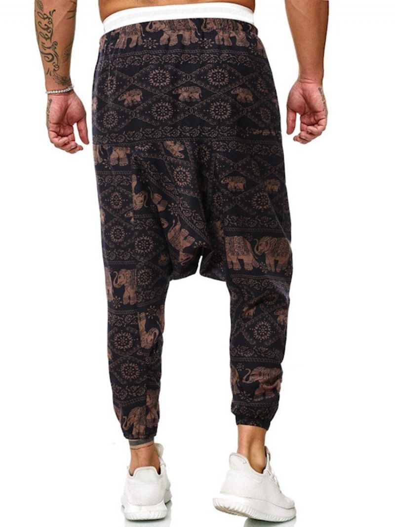 Baggy Pants Print Floral Mid Waist Mænds Afslappede Bukser