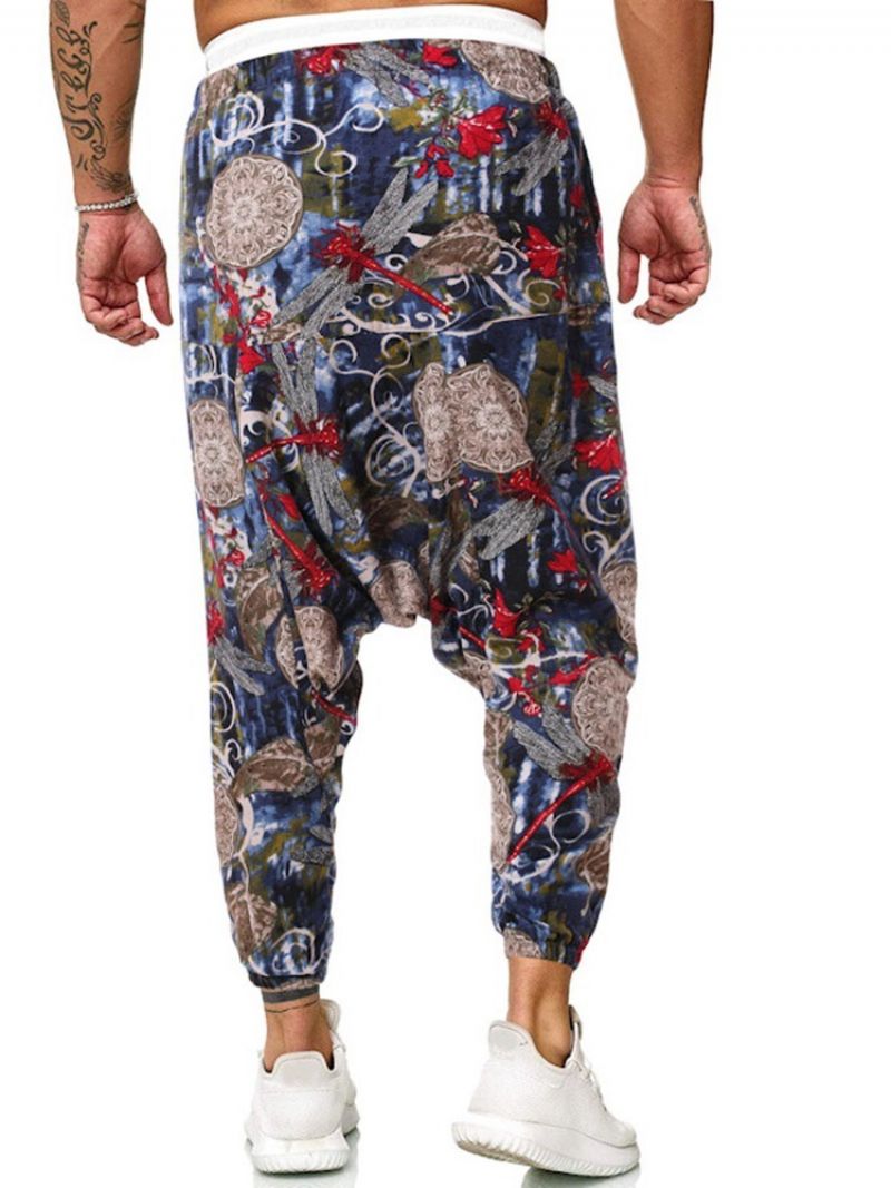 Baggy Pants Print Floral Mid Waist Mænds Afslappede Bukser