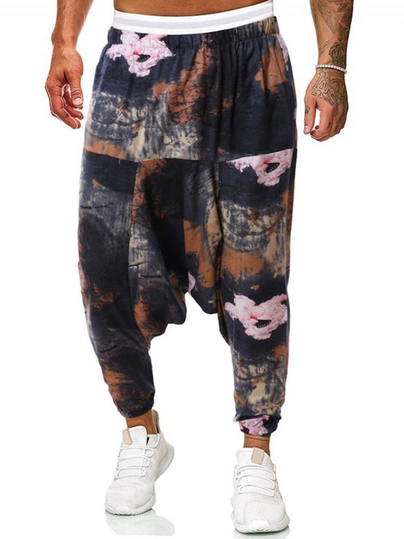 Baggy Pants Print Floral Mid Waist Mænds Afslappede Bukser