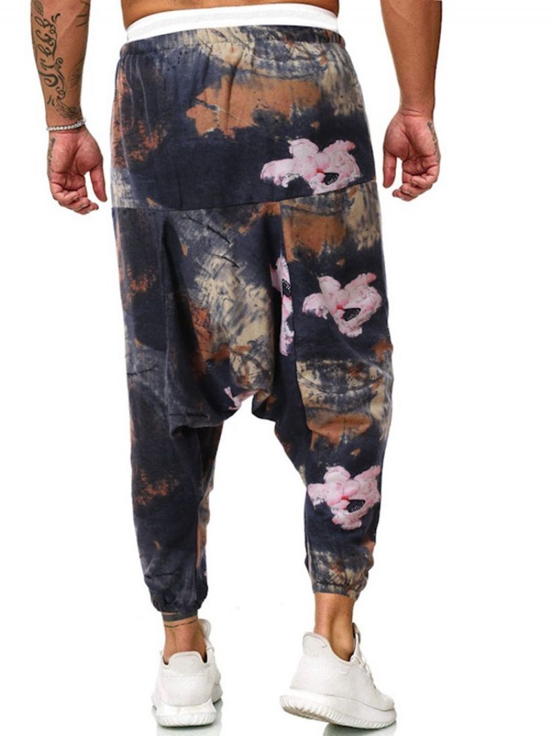 Baggy Pants Print Floral Mid Waist Mænds Afslappede Bukser