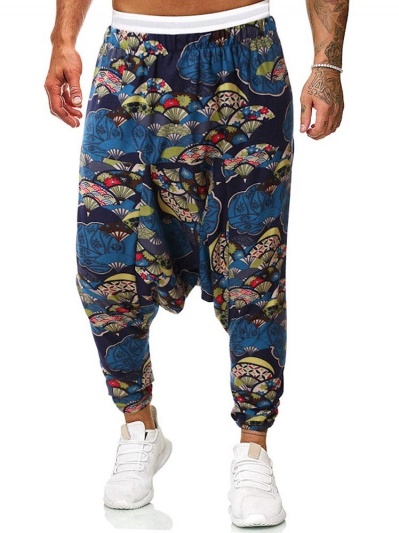 Baggy Pants Print Floral Mid Waist Mænds Afslappede Bukser