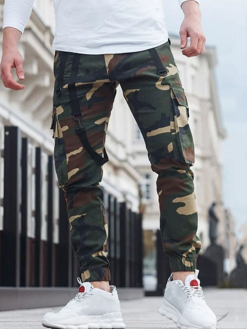 Cargo Bukser Blyant Bukser Camouflage Lomme Mellem Talje Casual Casual Bukser