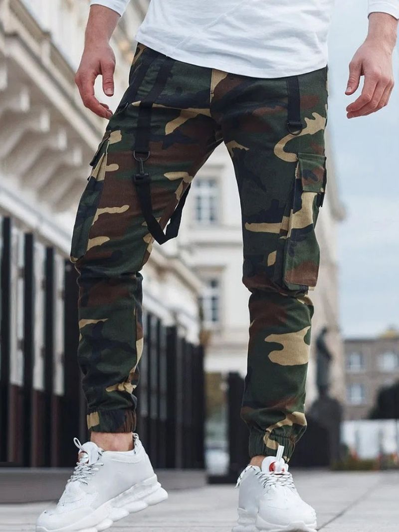 Cargo Bukser Blyant Bukser Camouflage Lomme Mellem Talje Casual Casual Bukser