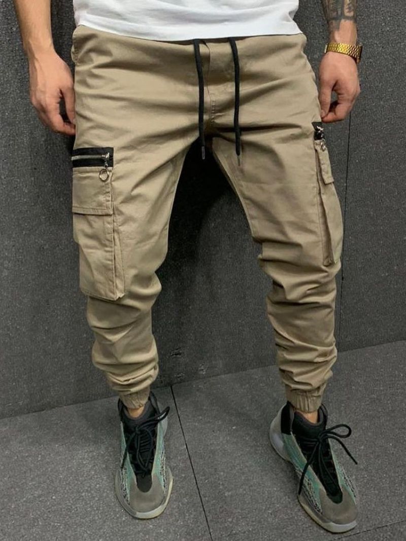 Cargo Bukser Lomme Blyant Bukser Almindelig Mid Waist Mænds Casual Bukser