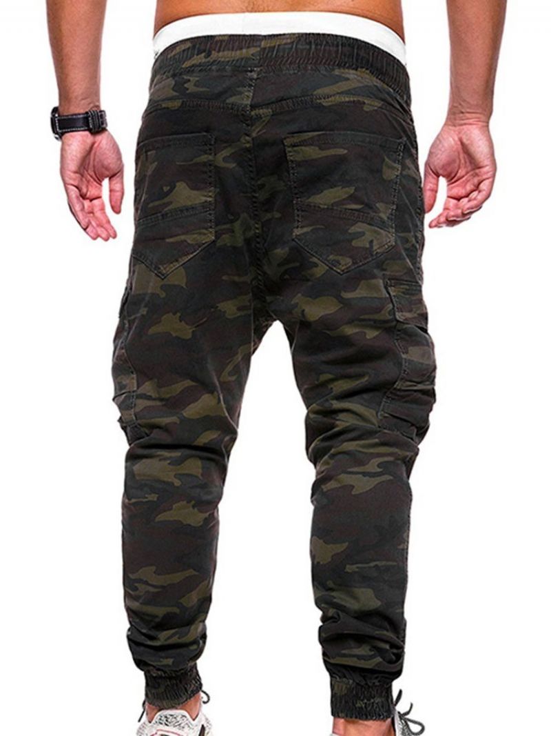 Cargo Pants Print Camouflage Lige Midtalje Mænds Afslappede Bukser