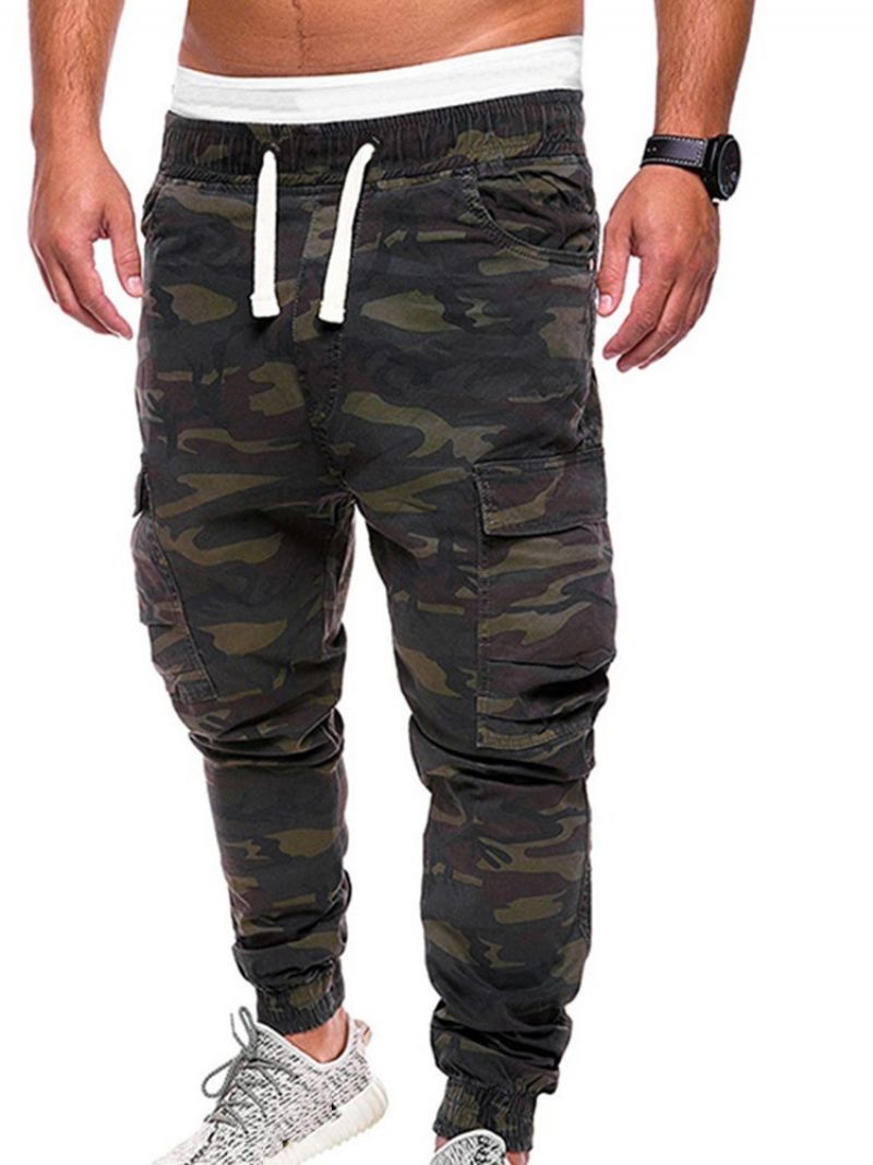 Cargo Pants Print Camouflage Lige Midtalje Mænds Afslappede Bukser