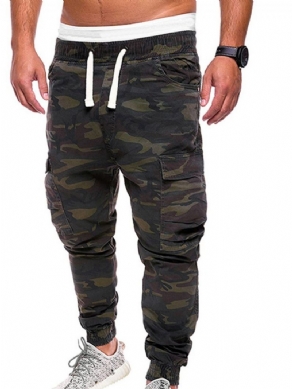 Cargo Pants Print Camouflage Lige Midtalje Mænds Afslappede Bukser