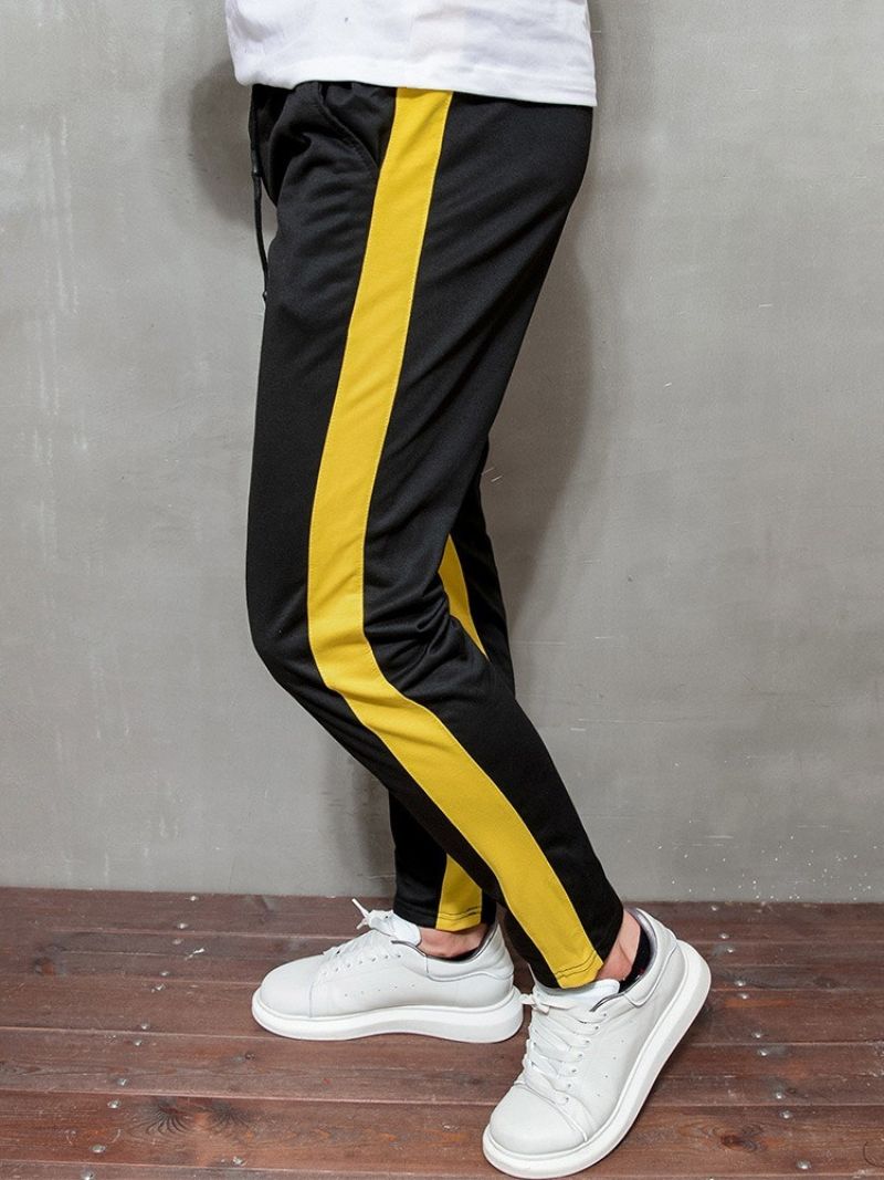 Color Block Pencil Pants Mid Waist Mænds Afslappede Bukser