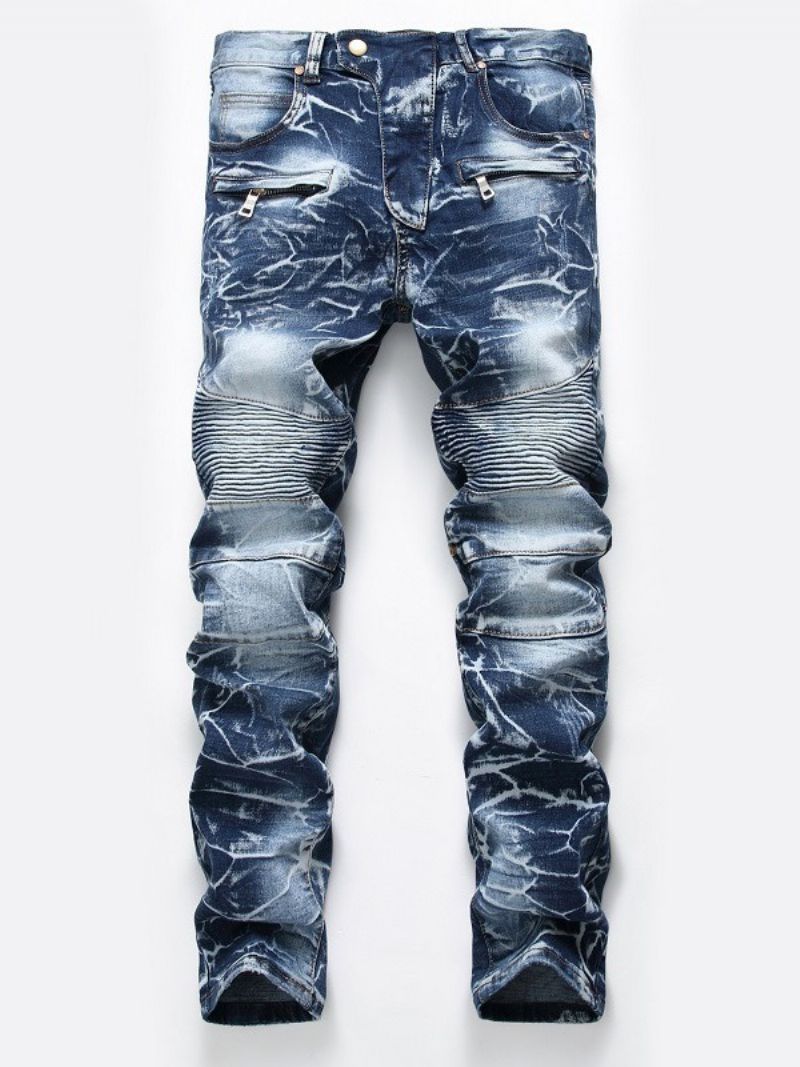 Lynlås Slidt Denim Casual Slim Herrebukser