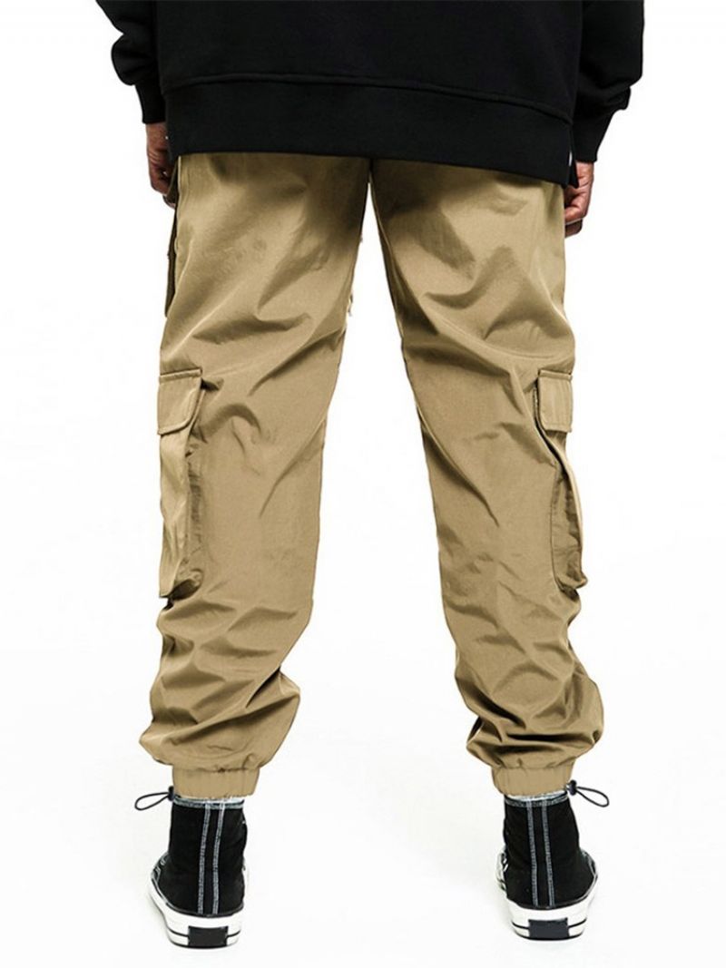 Plain Pocket Mid Waist Four Seasons Mænds Afslappede Bukser