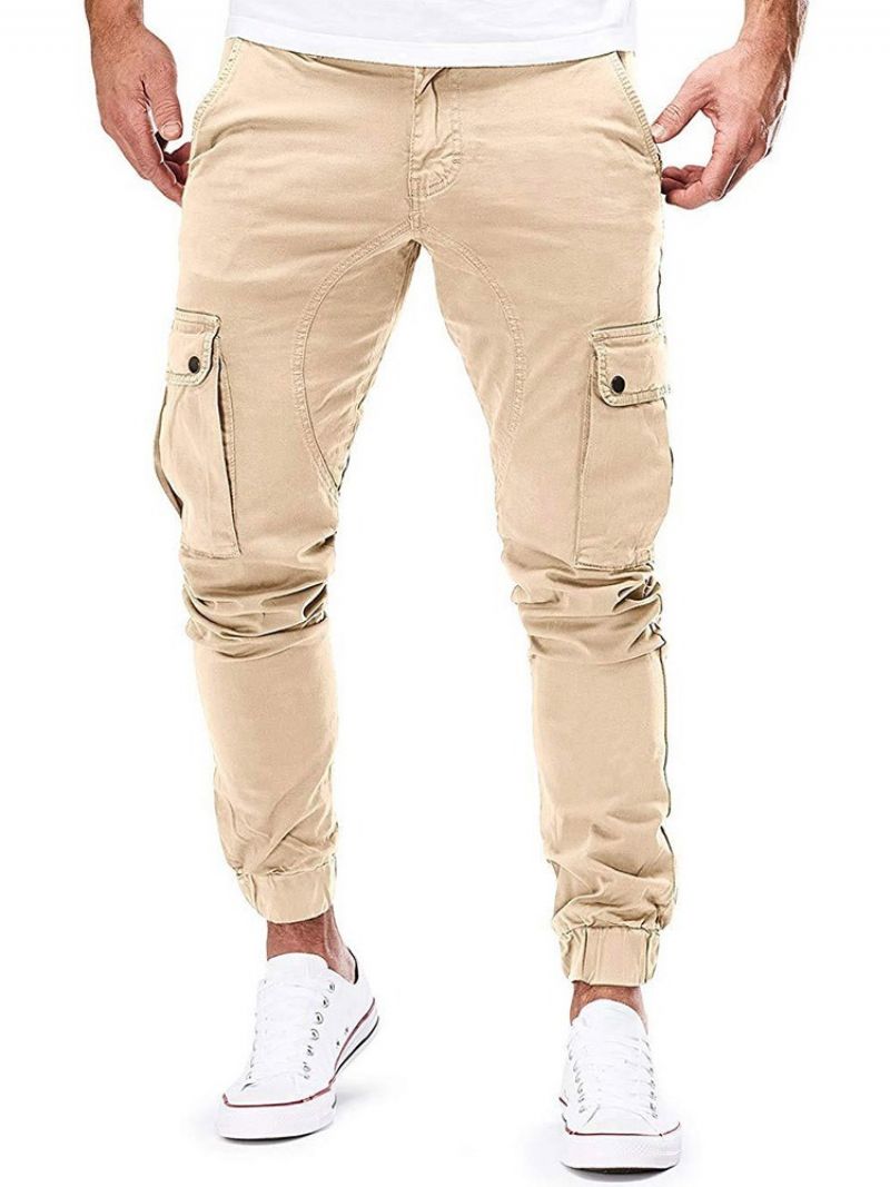 Plain Pocket Mode Mid Waist Casual Herrebukser