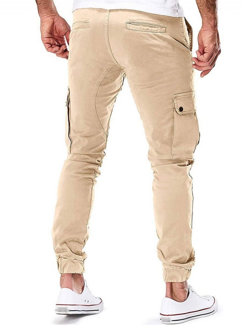 Plain Pocket Mode Mid Waist Casual Herrebukser