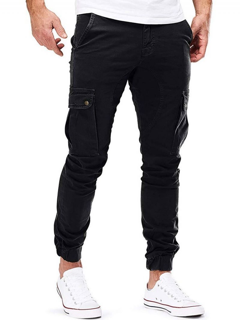 Plain Pocket Mode Mid Waist Casual Herrebukser