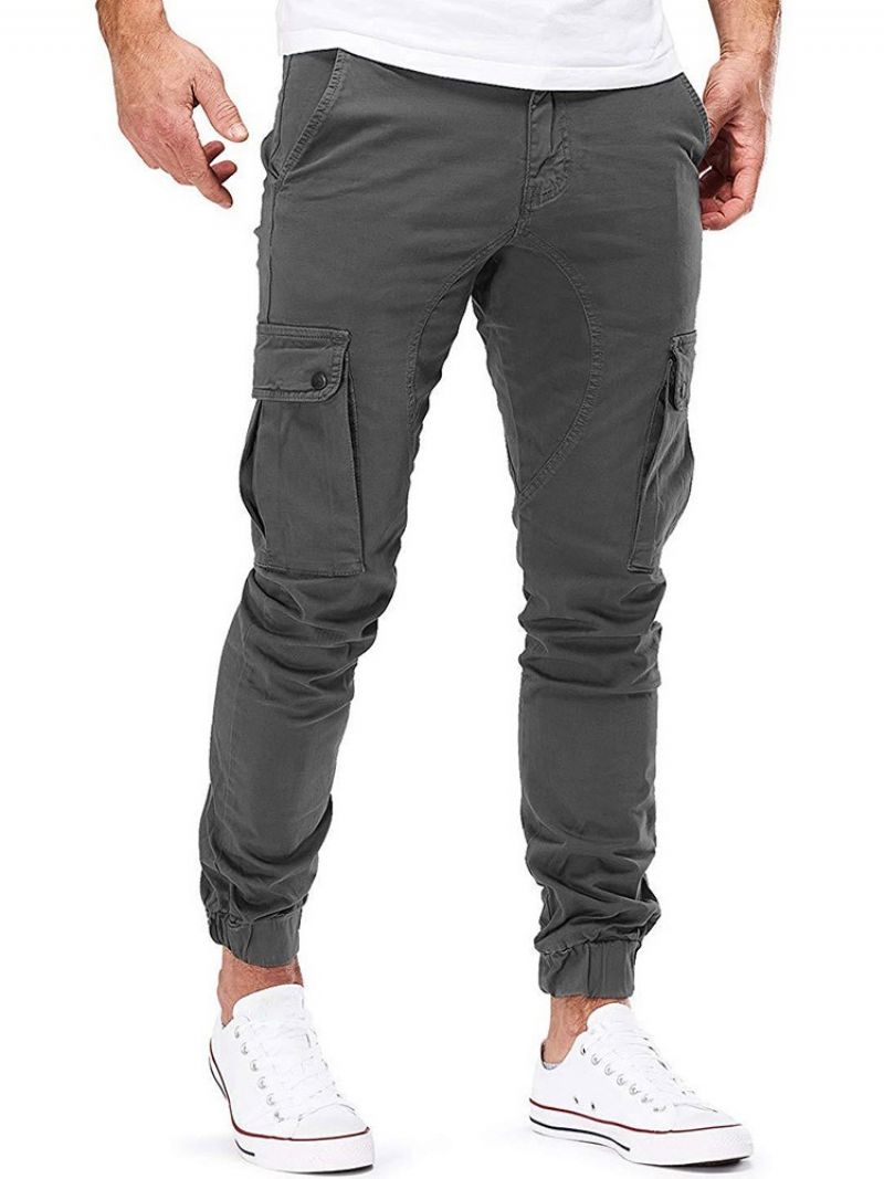 Plain Pocket Mode Mid Waist Casual Herrebukser