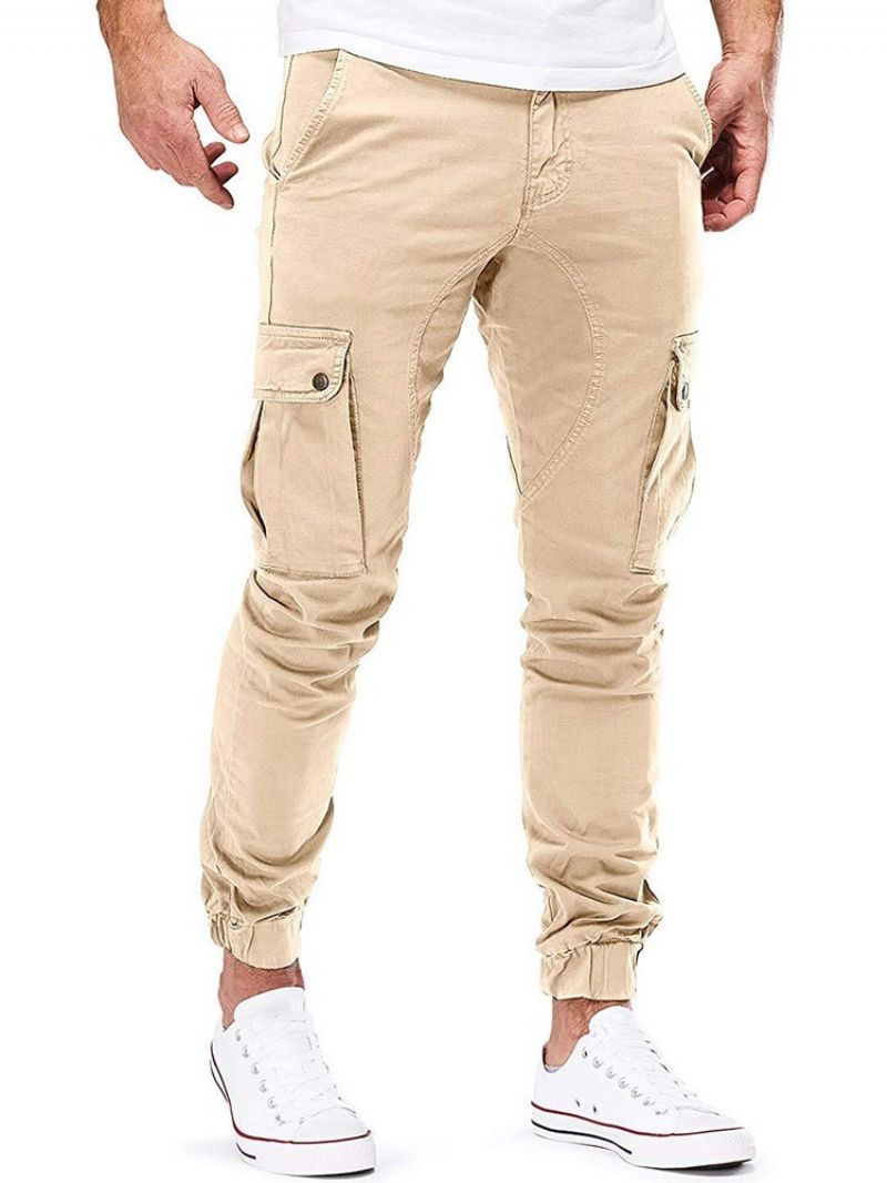 Plain Pocket Mode Mid Waist Casual Herrebukser