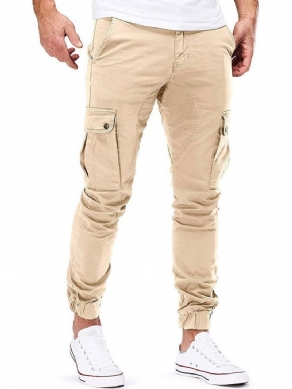 Plain Pocket Mode Mid Waist Casual Herrebukser