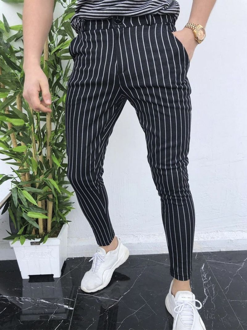 Pocket Stripe Mænds Casual Pencil Pants