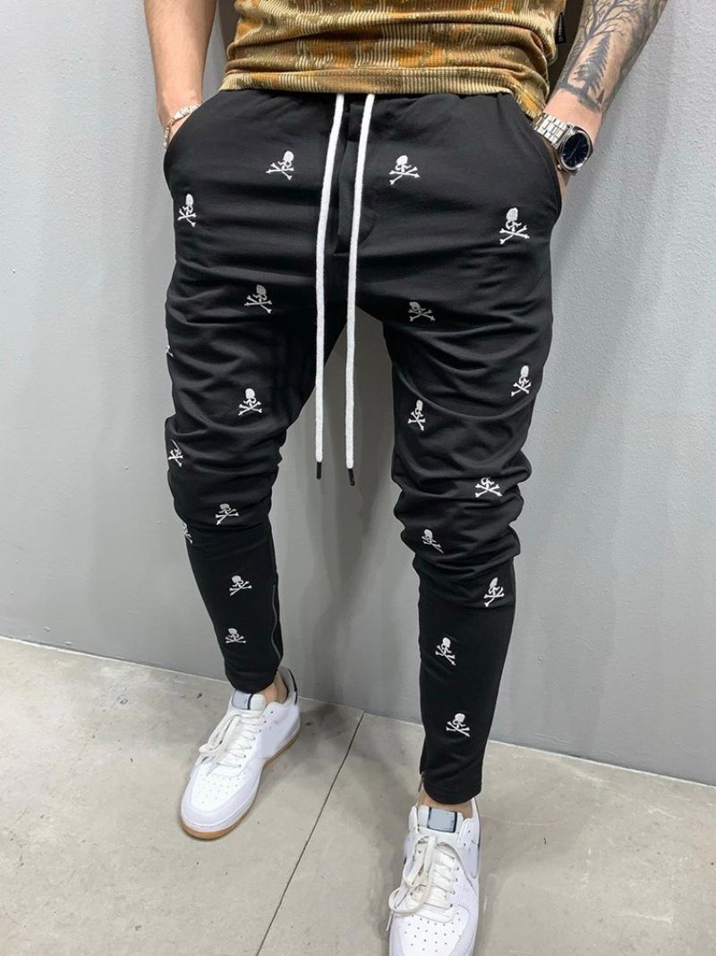 Print Skull Lace-Up Mænds Afslappede Bukser